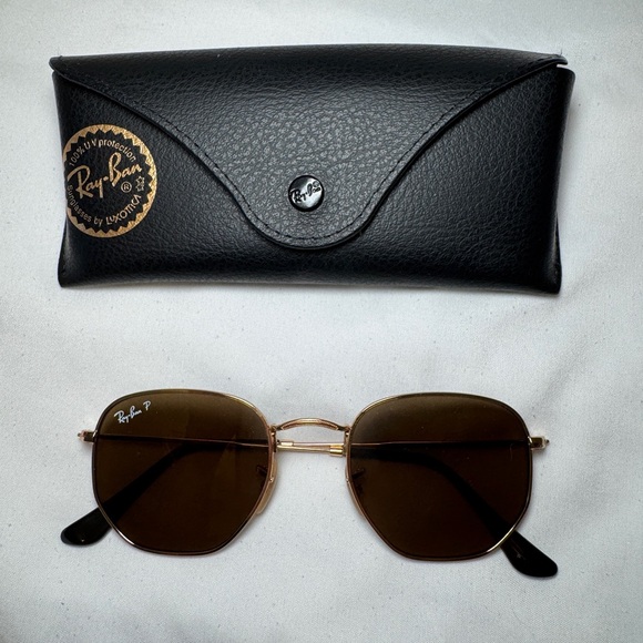 Brand new ray ban hexagonal gold brown sunglasses - Picture 2 of 2